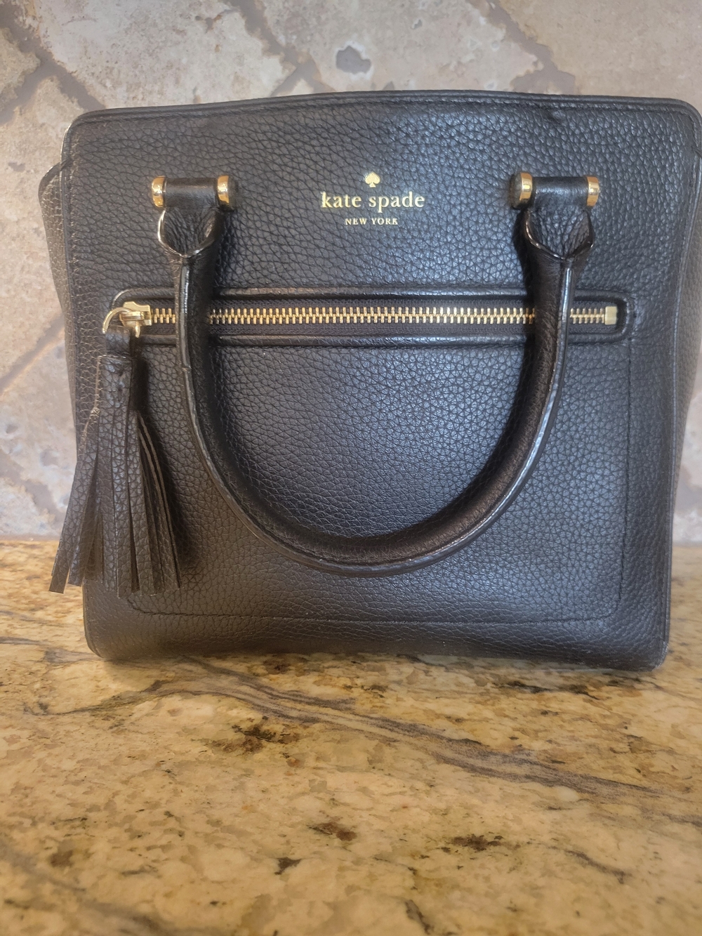 kate spade New York Black Pebbled Leather Satchel